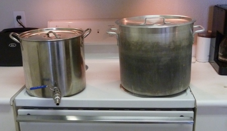 Kettle Tun and Brew Kettle on the Stovetop